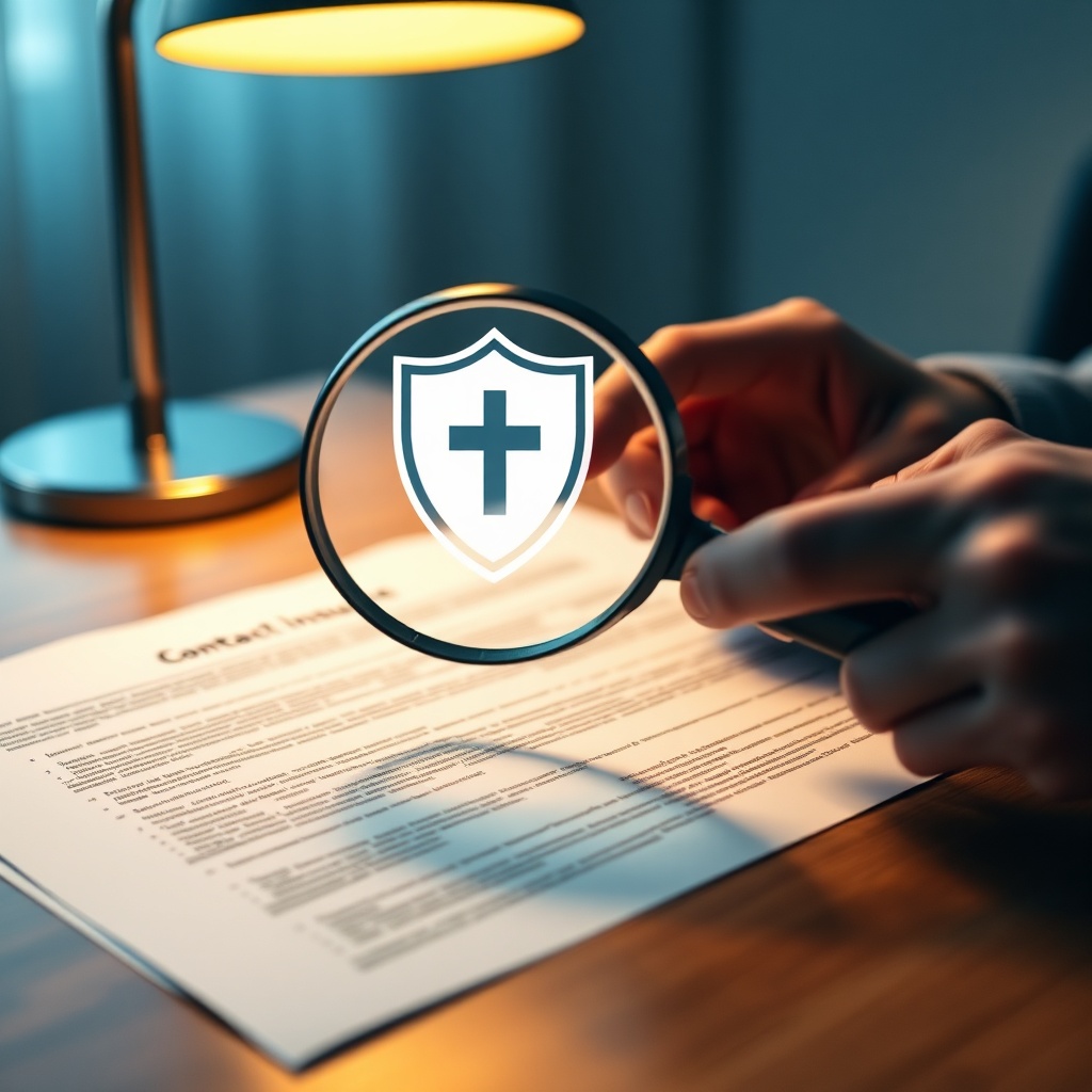 Analyse détaillée d'un contrat de mutuelle santé avec une loupe pour choisir sa complémentaire santé.